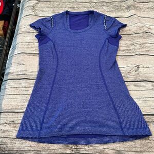 Lululemon Space Dyed Striped Active Tee With Reflective Strips Size ~6